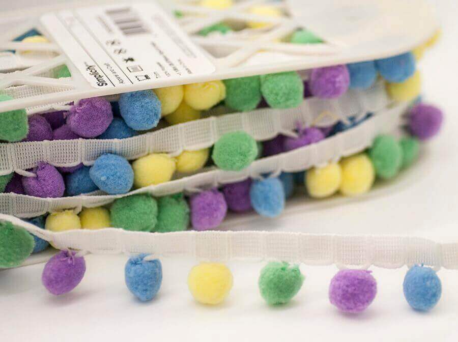 Pastel Multi Large Pom Pom Trim