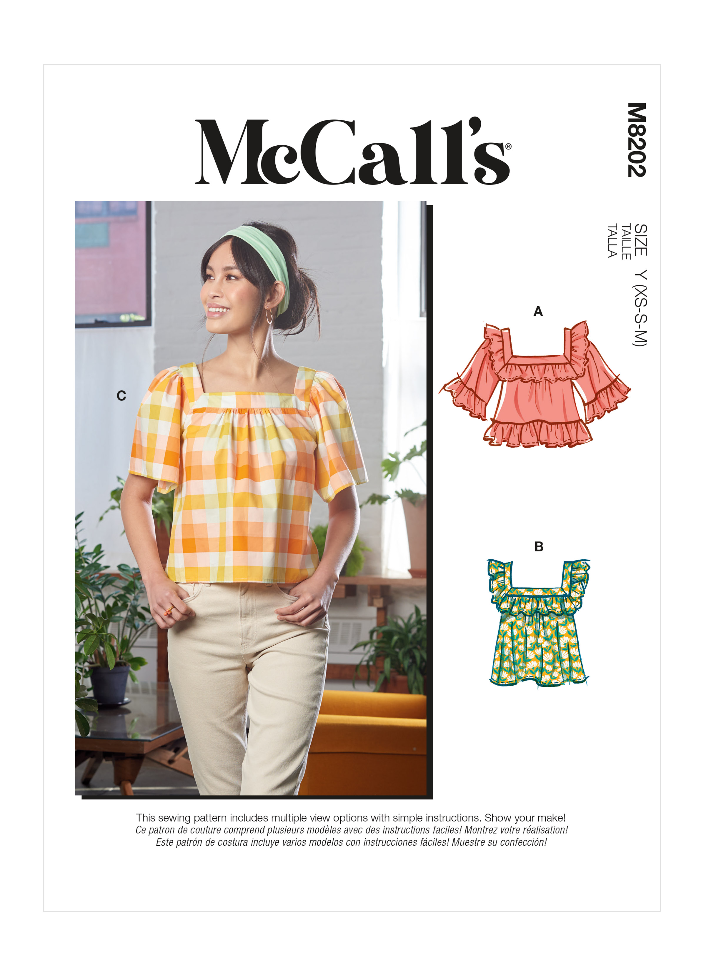 MCCALL'S MISSES' TOPS 8202 Size: XSM-SML-MED