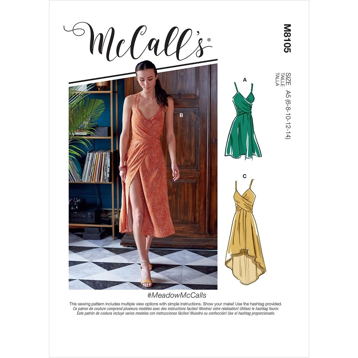 MCCALL'S MISSES' & WOMEN'S DRESSES 8105  Size: 6-8-10-12-14