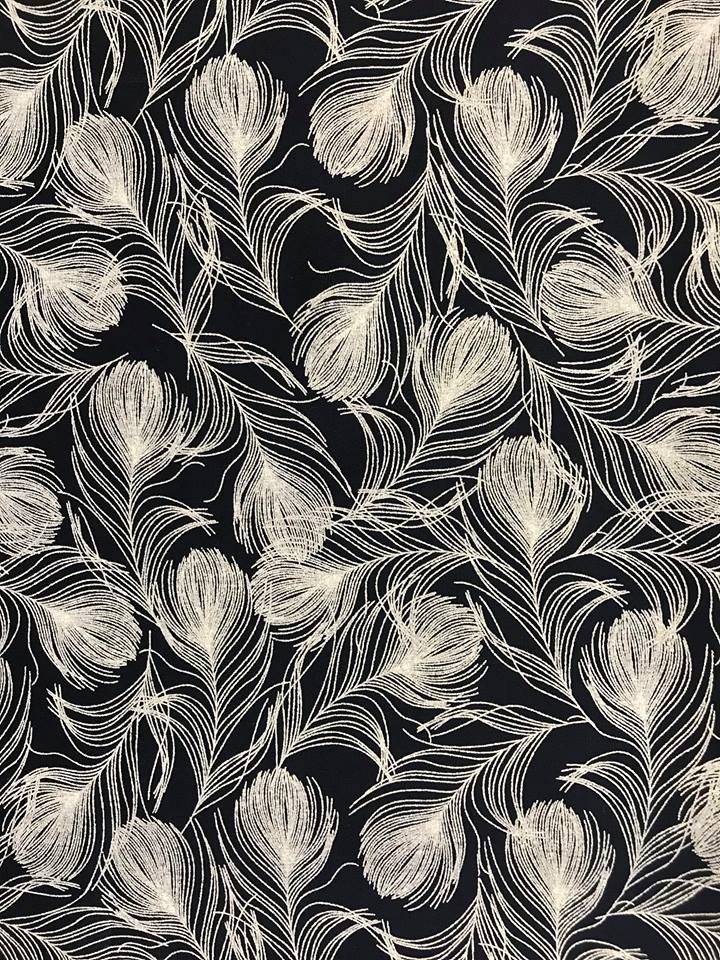 Rose & Hubble Cotton Poplin Navy Feathers