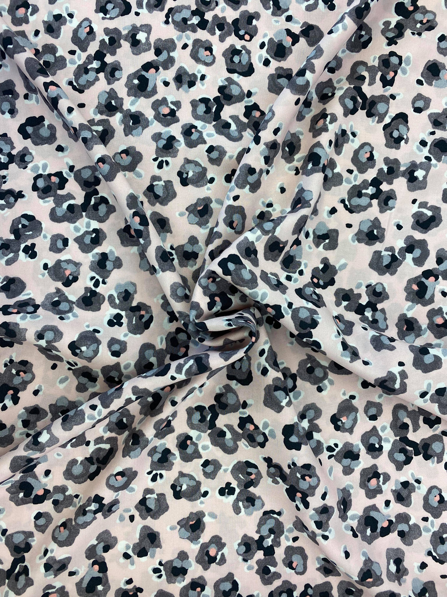 Pink And Grey Abstract Floral Viscose Print