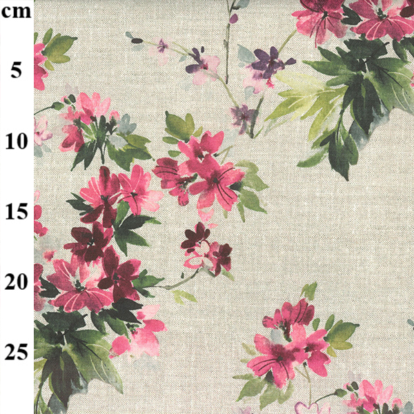 Cotton Canvas Print Pink Flowers