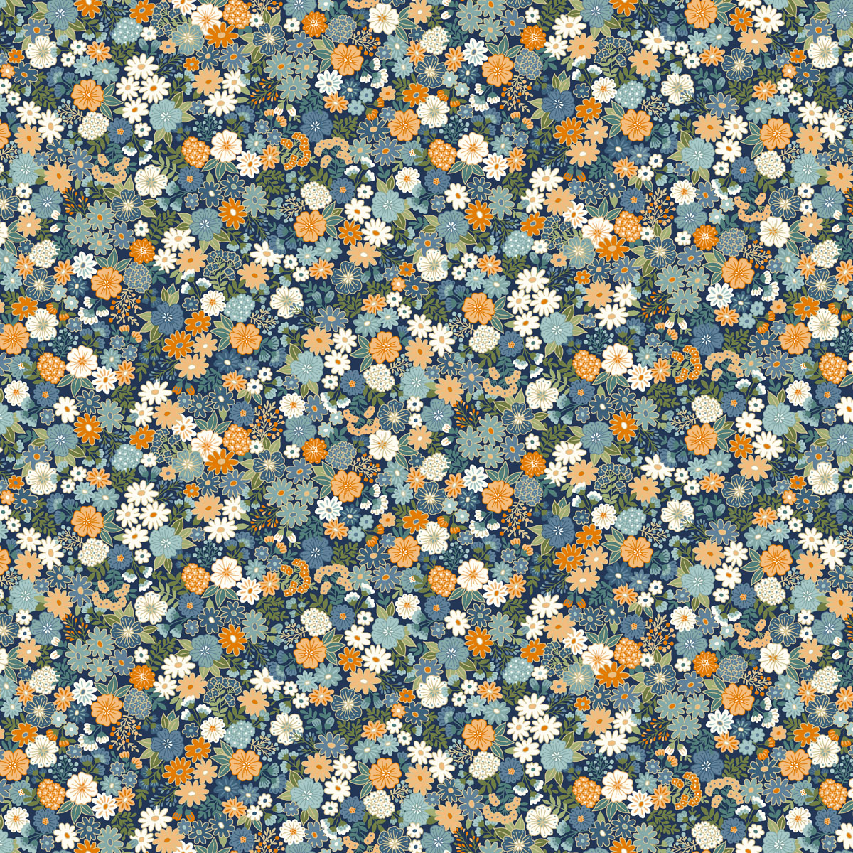 Makower Luxe Mini Floral Navy