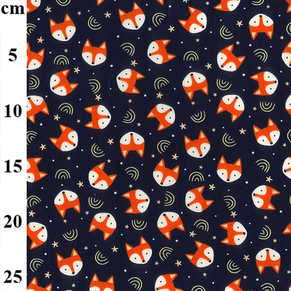 Rose & Hubble Cotton Poplin Foxes On Navy