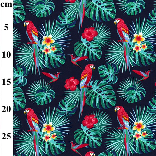 Rose & Hubble Cotton Poplin Parrots On Navy