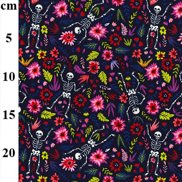 Rose & Hubble Cotton Poplin Skeletons On Navy