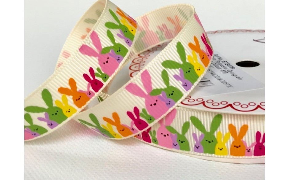 16mm Bertie's Bows Polyester Grosgrain Ribbon Multi Bunnies