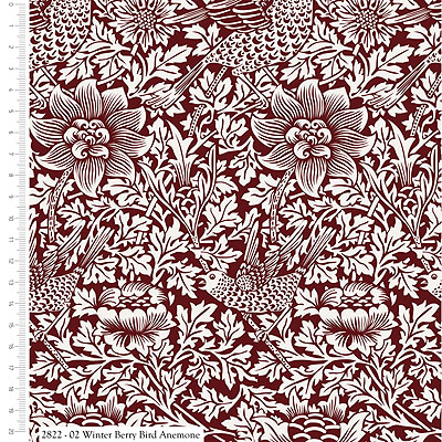 V&A William Morris Winter Berry Bird Anemone Maroon