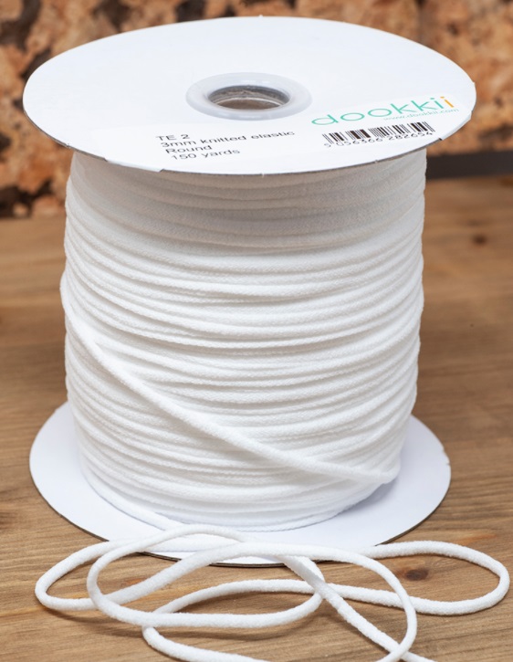 3mm Soft Knitted Round Mask Elastic White