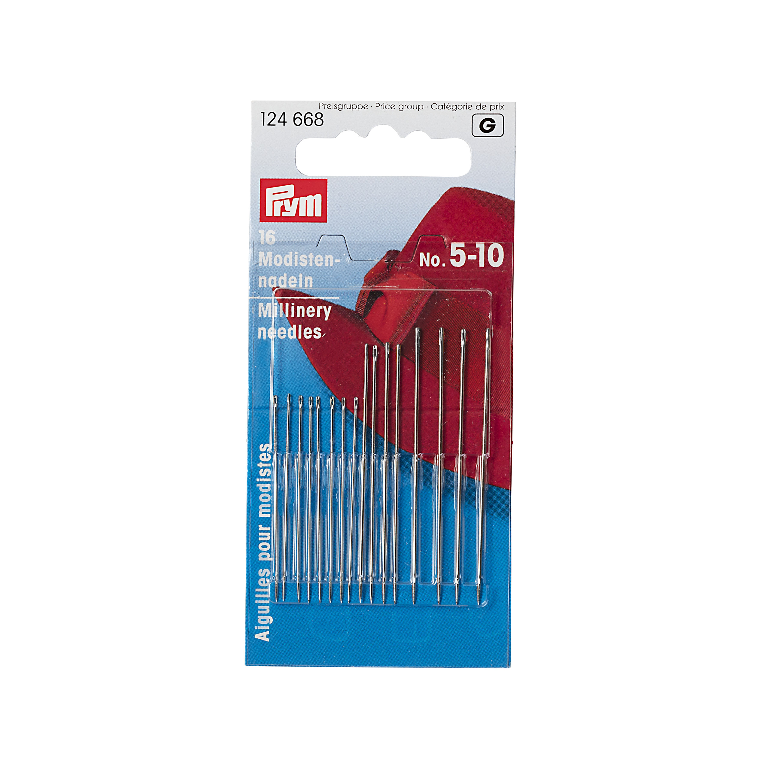 Prym Millinery needles, No. 5-10, assorted