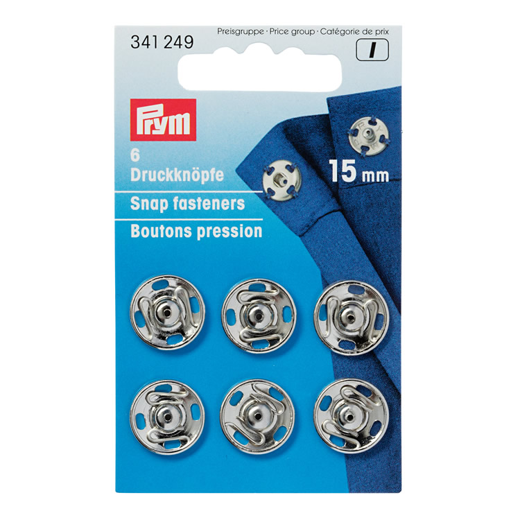 Prym Snap fasteners, 15mm, silver-coloured