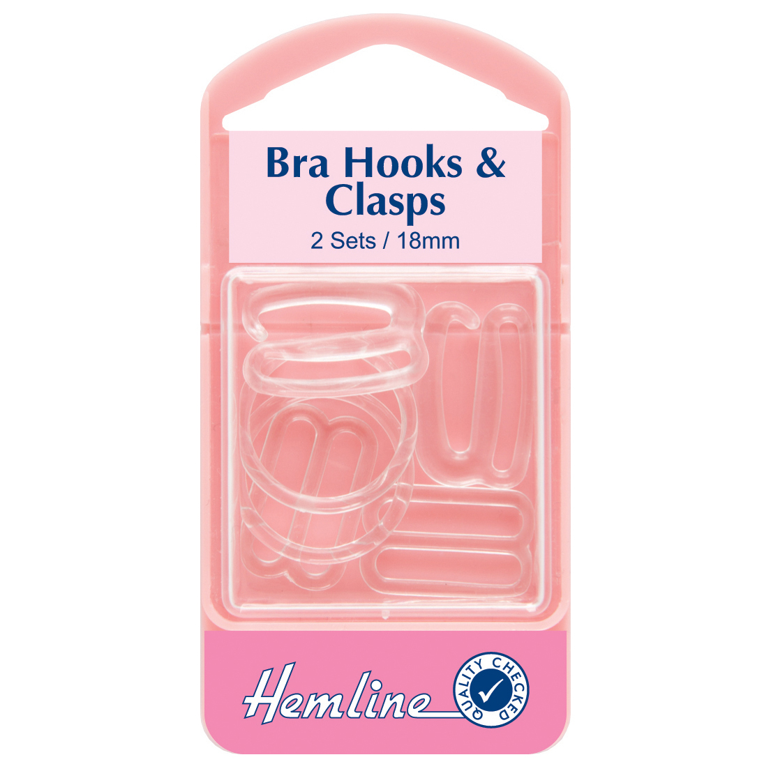 Bra Hooks & Clasps: Clear - 18mm