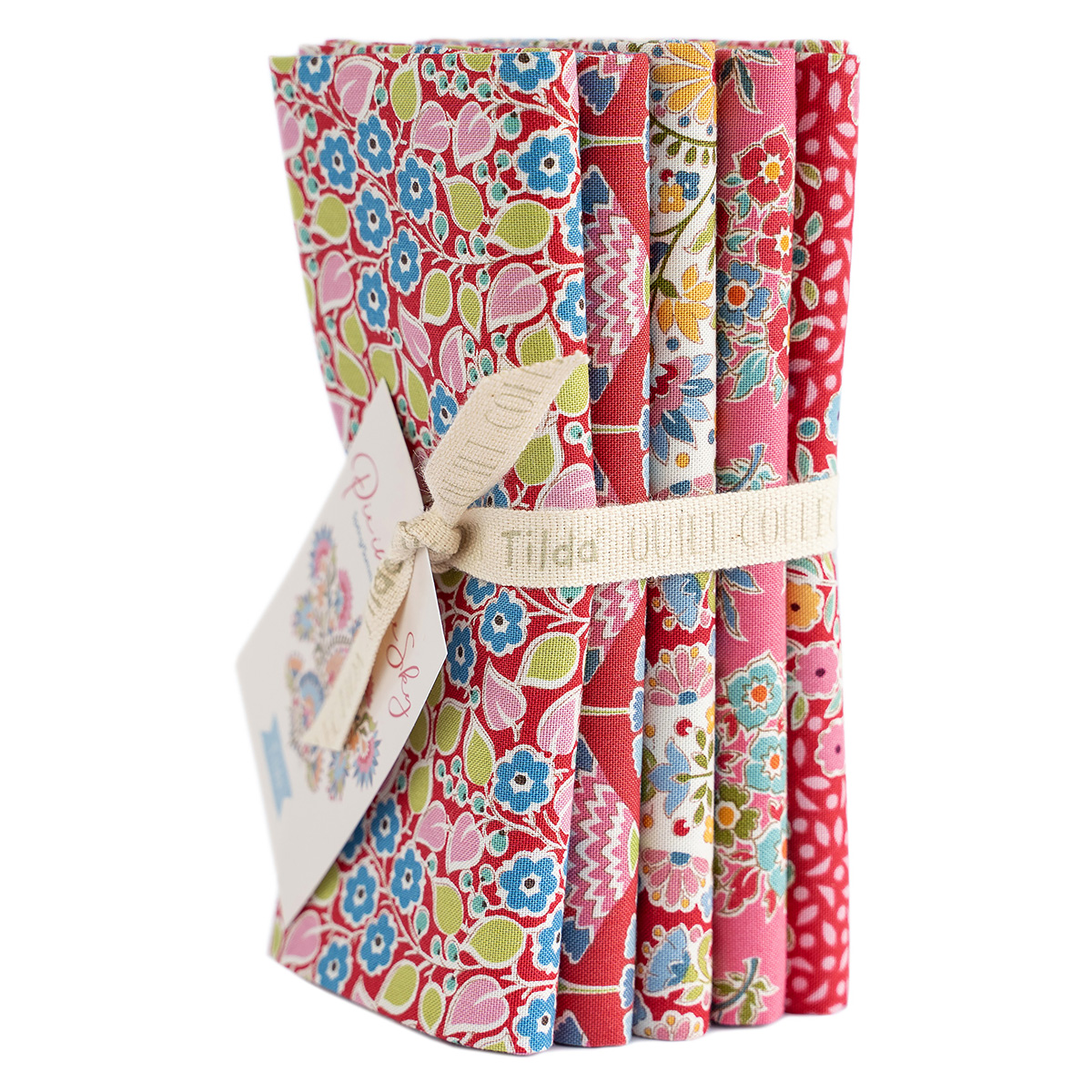 Tilda Pie In The Sky Red/Pink Fat Quarter Bundle of 5