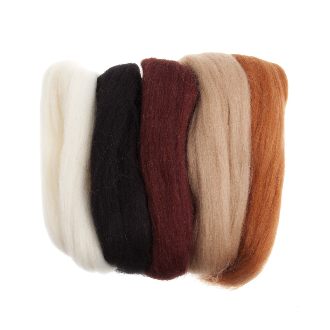 Natural Wool Roving: 50g: Assorted Browns