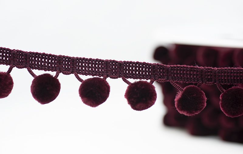 Wine Red Large Pom Pom Trim