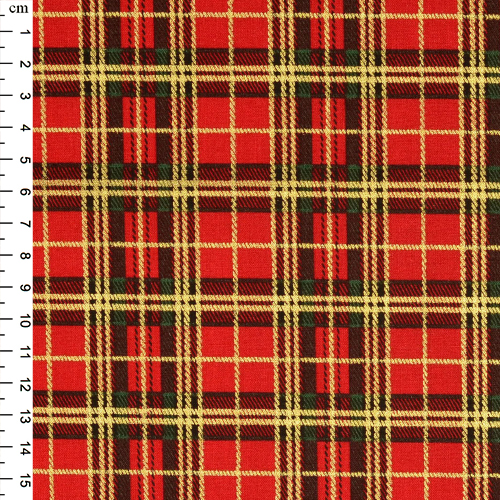 100% Cotton Christmas Print - Red Tartan