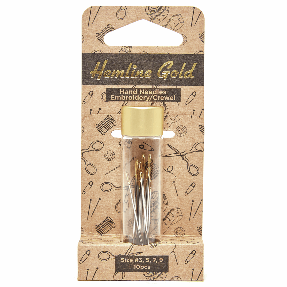 Hemline Gold Hand Sewing Needles - Premium - Embroidery - Sizes 3-9