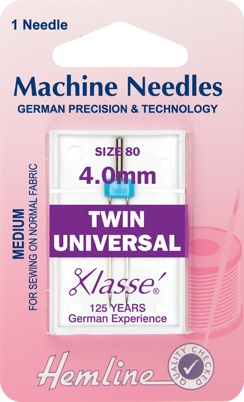 Hemline Machine Needles Twin Universal Medium