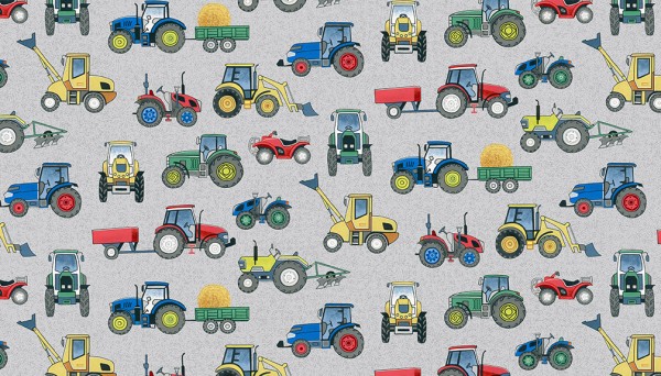 Village Life Tractors On Grey