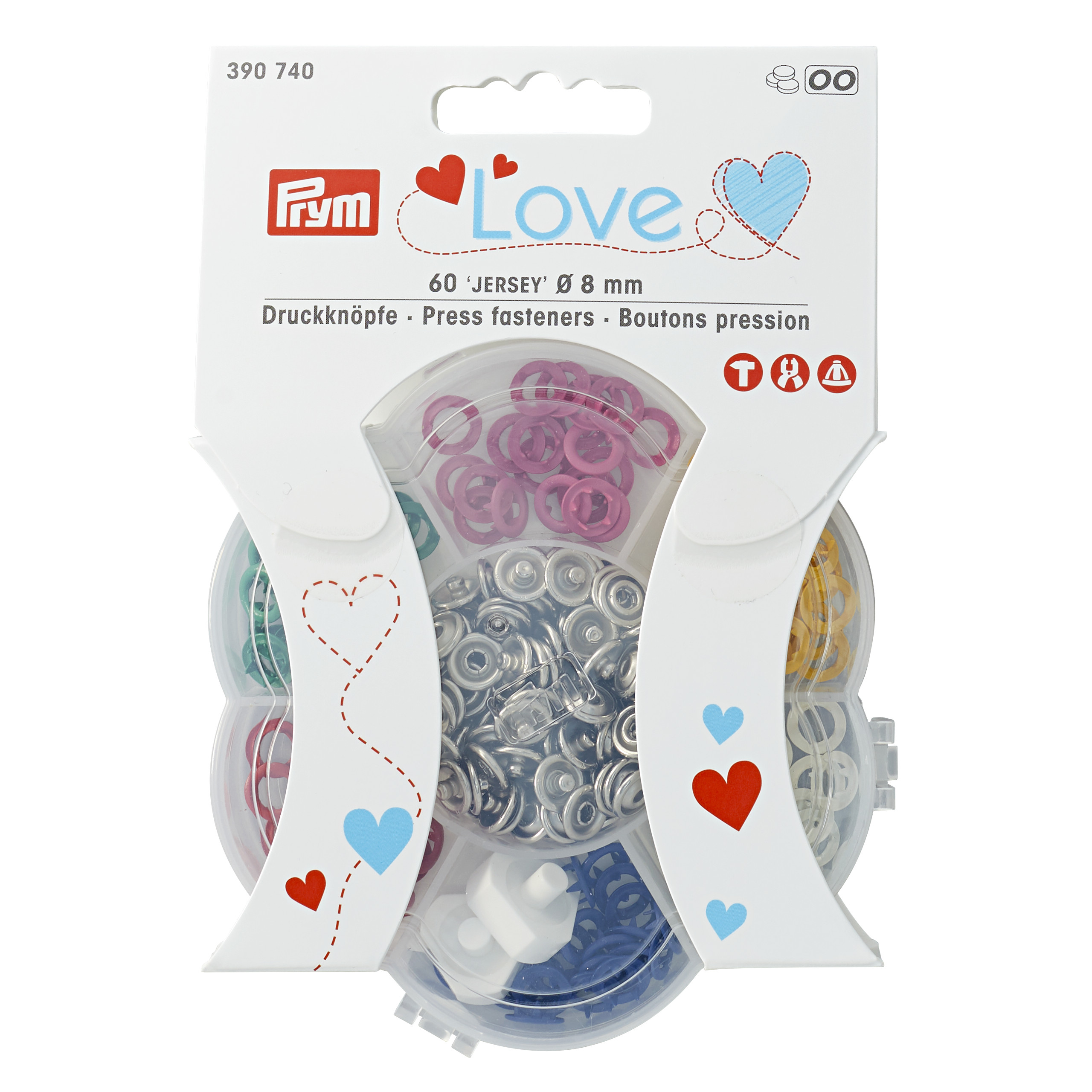 Prym Love Jersey Snap Fasteners 8mm, in 6 colours