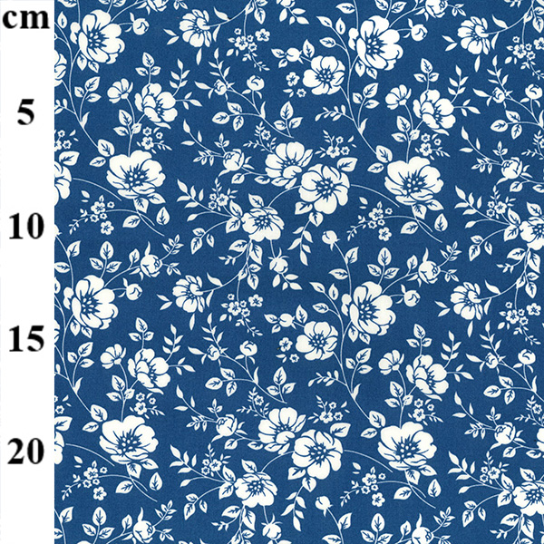 Rose & Hubble Cotton Poplin Copen Floral Print with Ivory Flowers