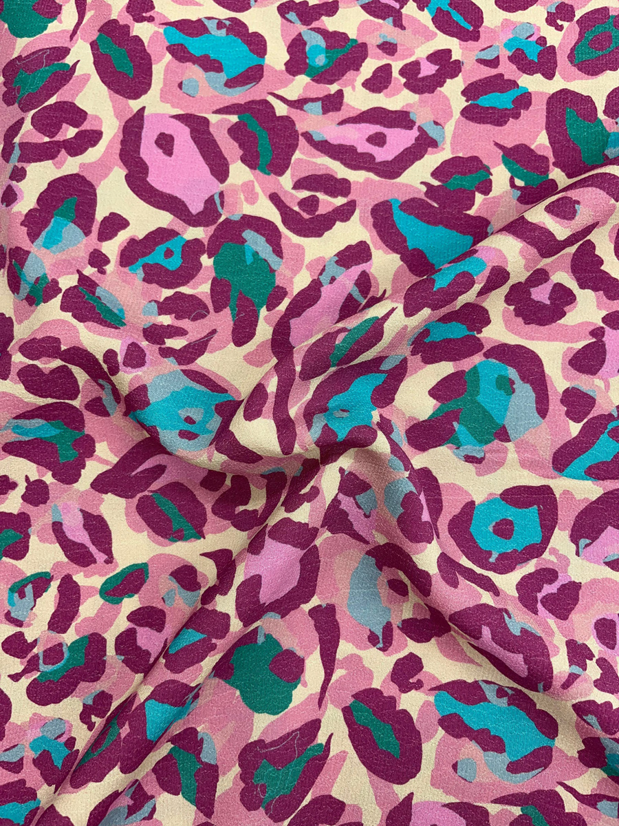 Magenta Animal Print 100% Viscose