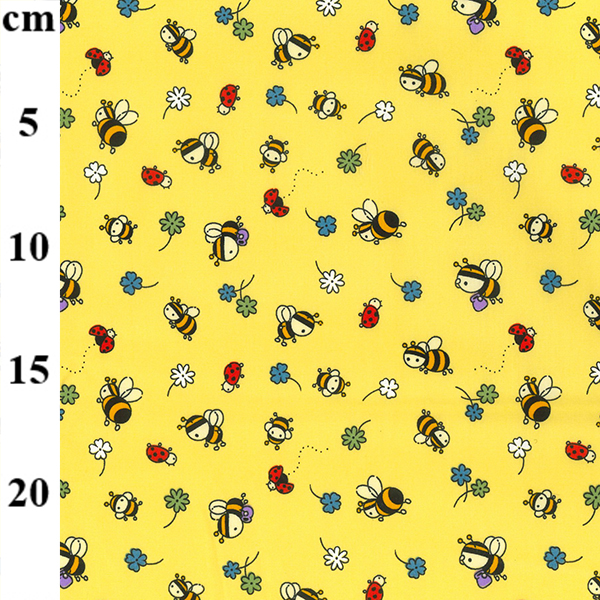 Rose & Hubble Cotton Poplin Cute Bees On Yellow