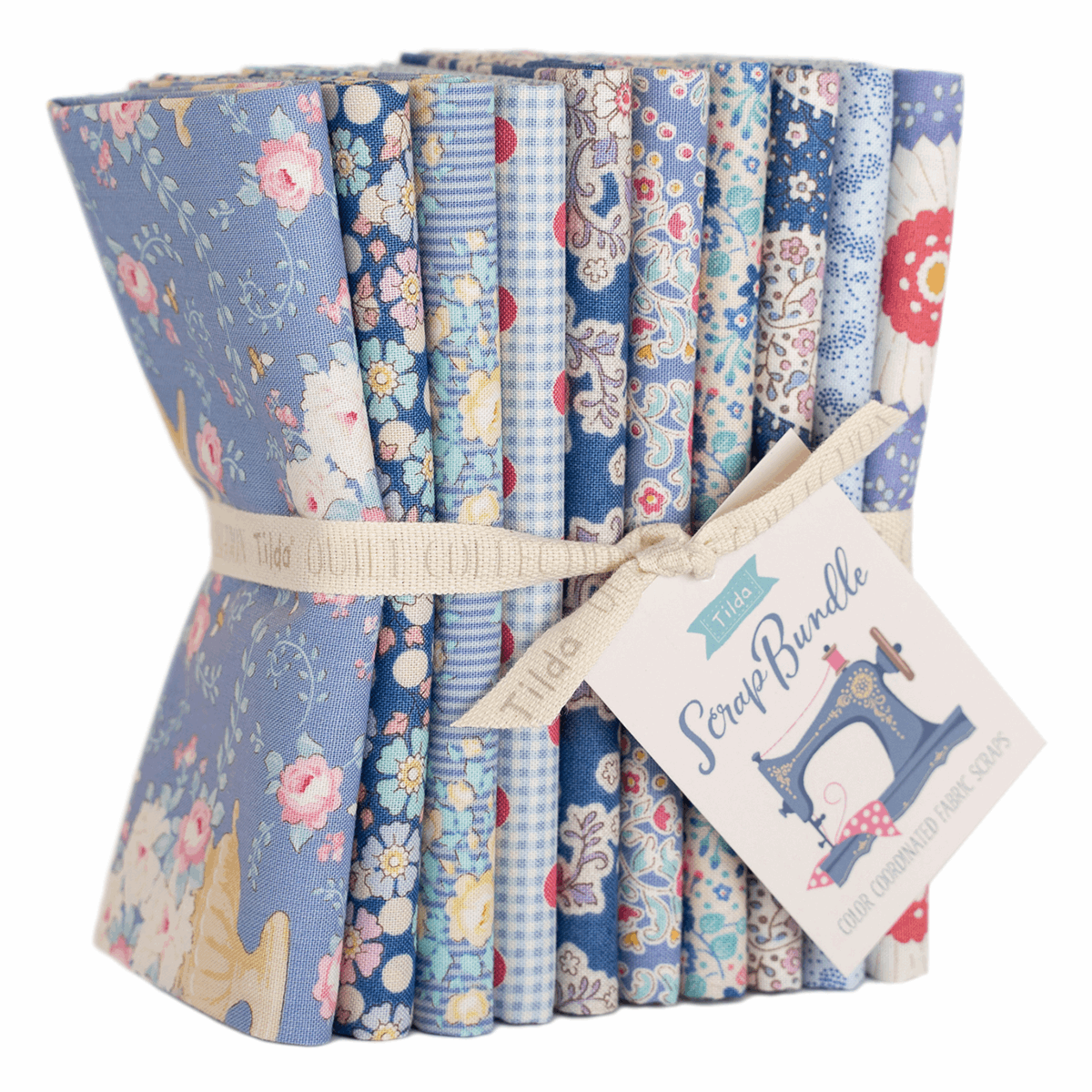 Tilda Fat Quarter Bundle: Scrap: 50 x 55cm: Blues: 10 Pieces