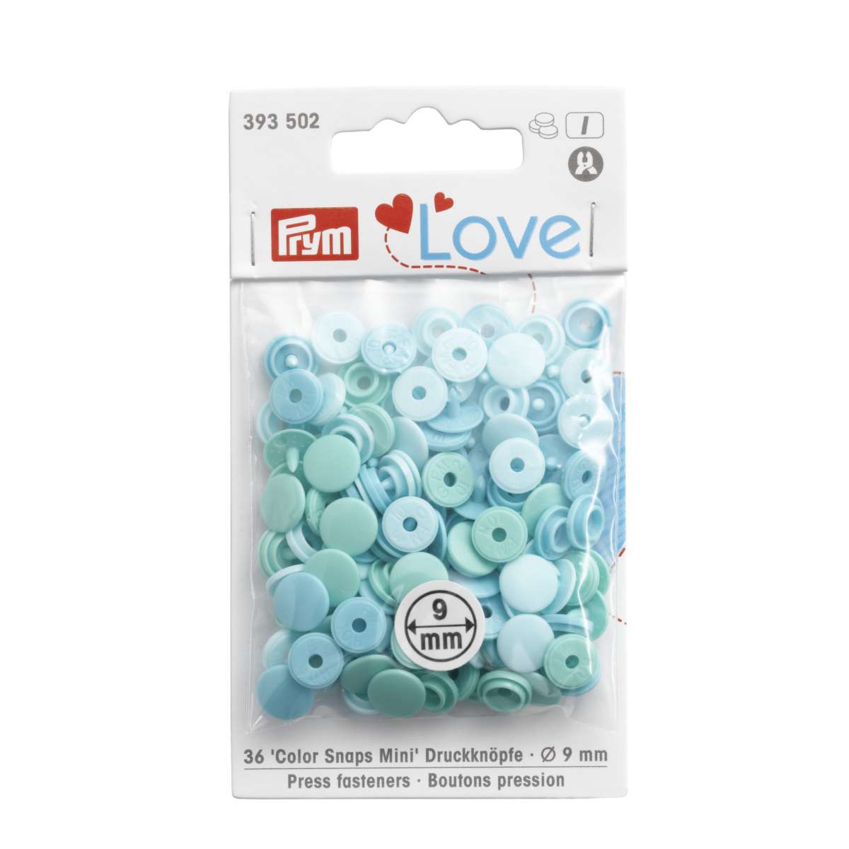 Prym Love Press fasteners Colour Snaps Mini, 9 mm, in shades of mint  