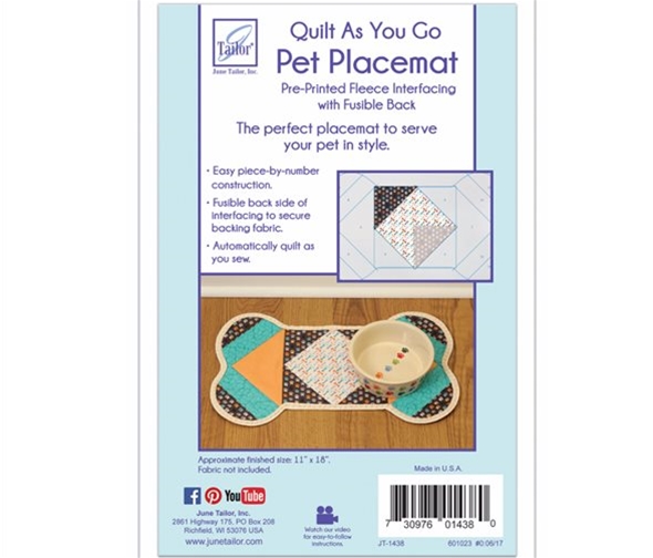 Quilt As You Go Placemat Pet Bone