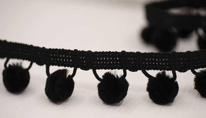 Black Large Pom Pom Trim