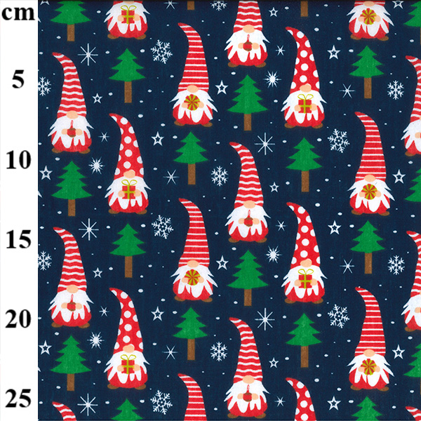 Polycotton Print Christmas Gnomes