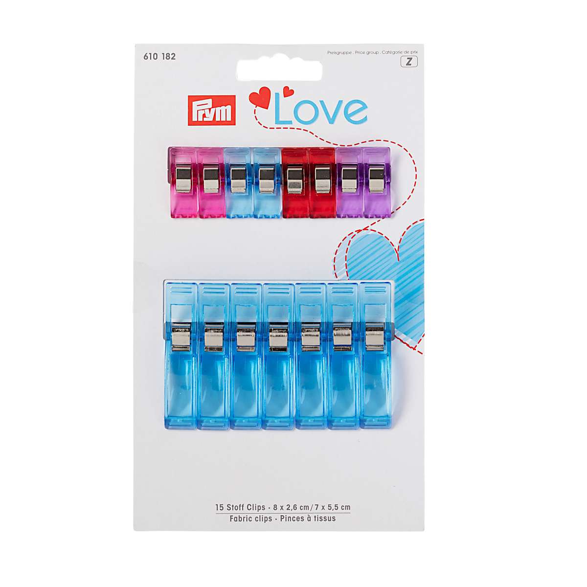 Prym Fabric clips 2.6cm and 5.5cm, 15 items