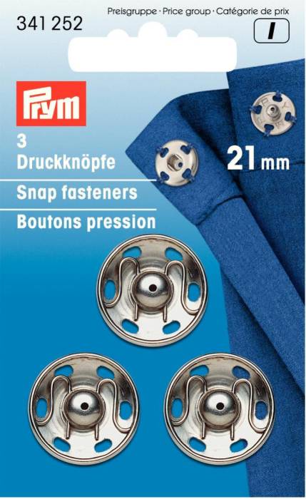 Prym Snap fasteners, 21mm, silver-coloured