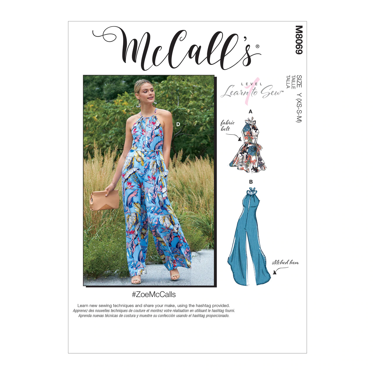 McCall's Pattern 8069 Misses' Romper, Jumpsuits and Belt Size Y (XS-S-M)