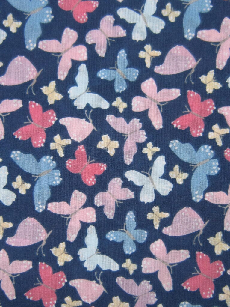 Polyester Cotton Print Butterfly Navy