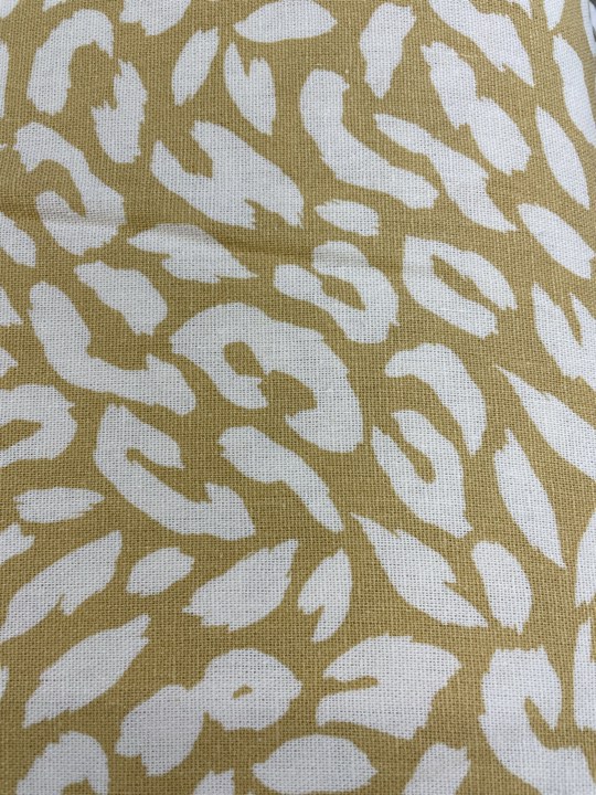  Viscose and Linen Animal Print White on Ochre