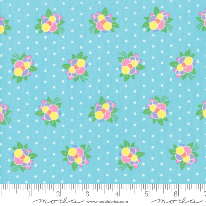 Good Day Turquoise Flowers and Dots 22373-12