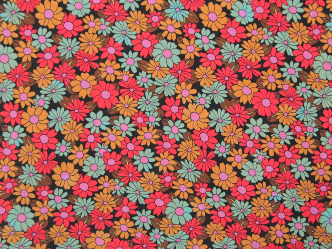 Fabric Godmother Penny Floral Viscose Crepe - Rust