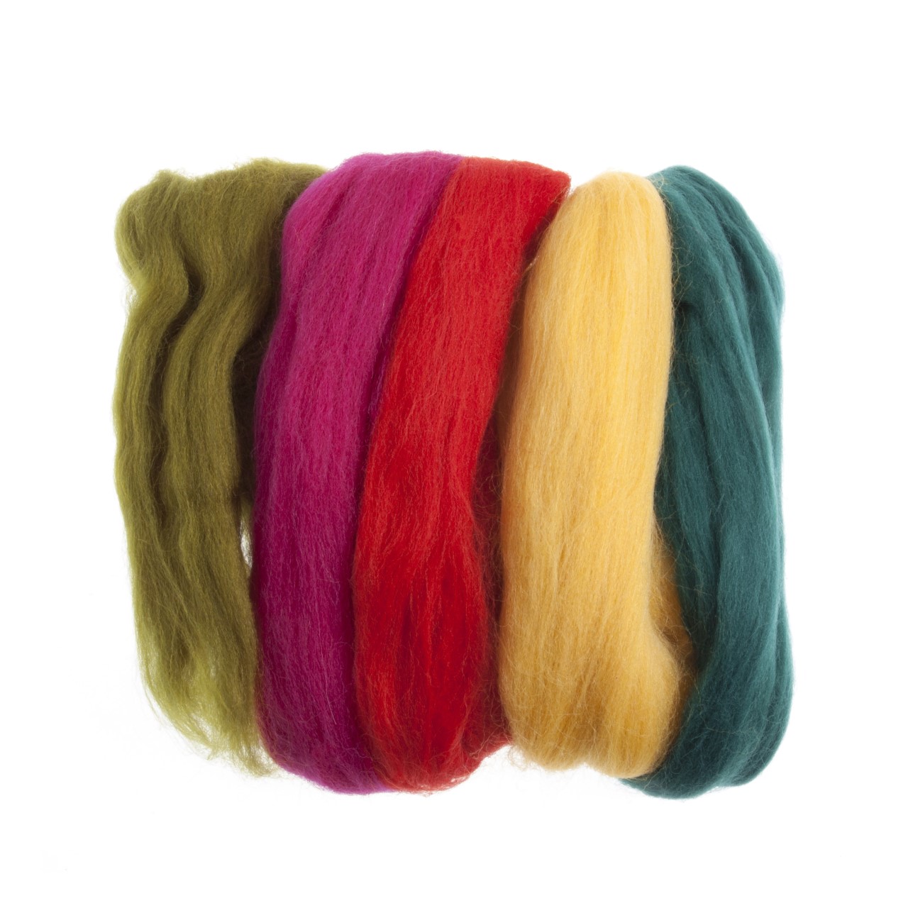 Natural Wool Roving: 50g: Assorted Brights