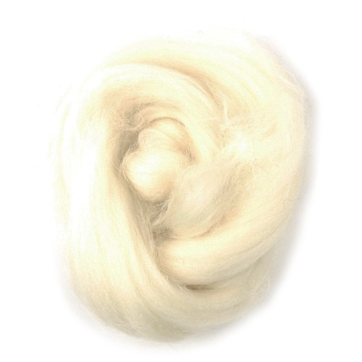 Natural Wool Roving: 10g: White