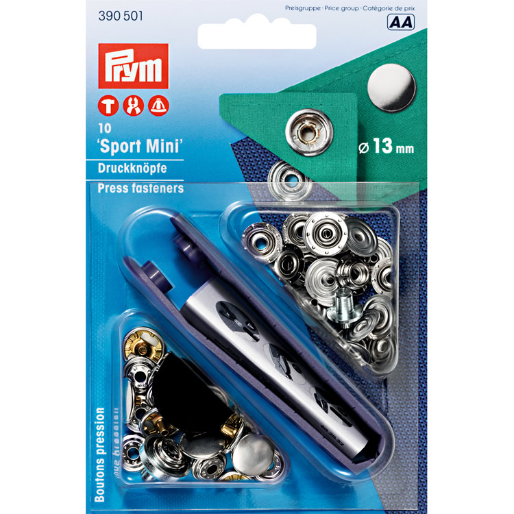 Prym Non-sew press fastener Sport Mini, 13mm, silver-coloured