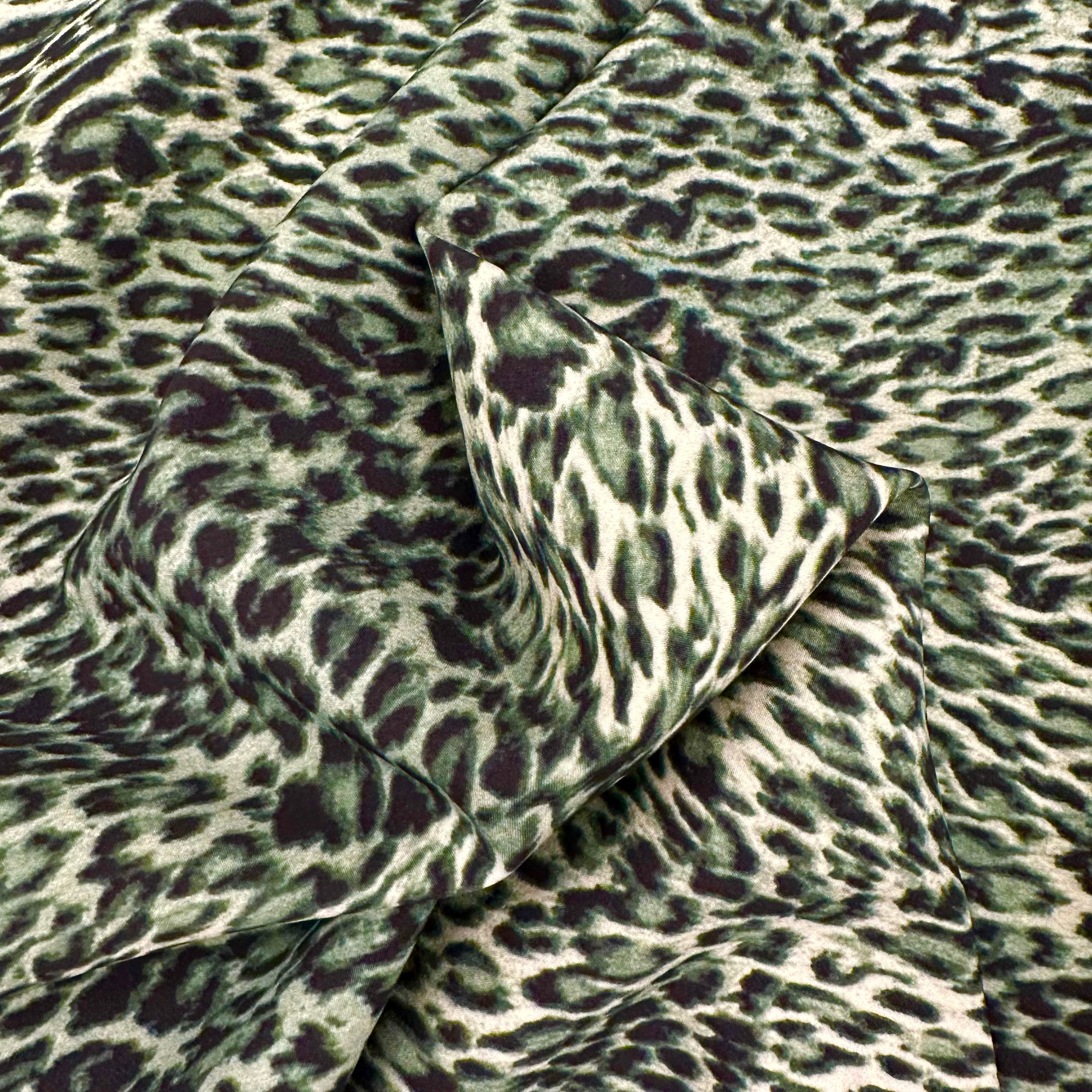 Polyester Mix  - Sage Animal Print