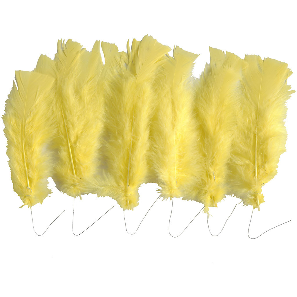 Feathers yellow with a steel wire, size 11-17 cm 