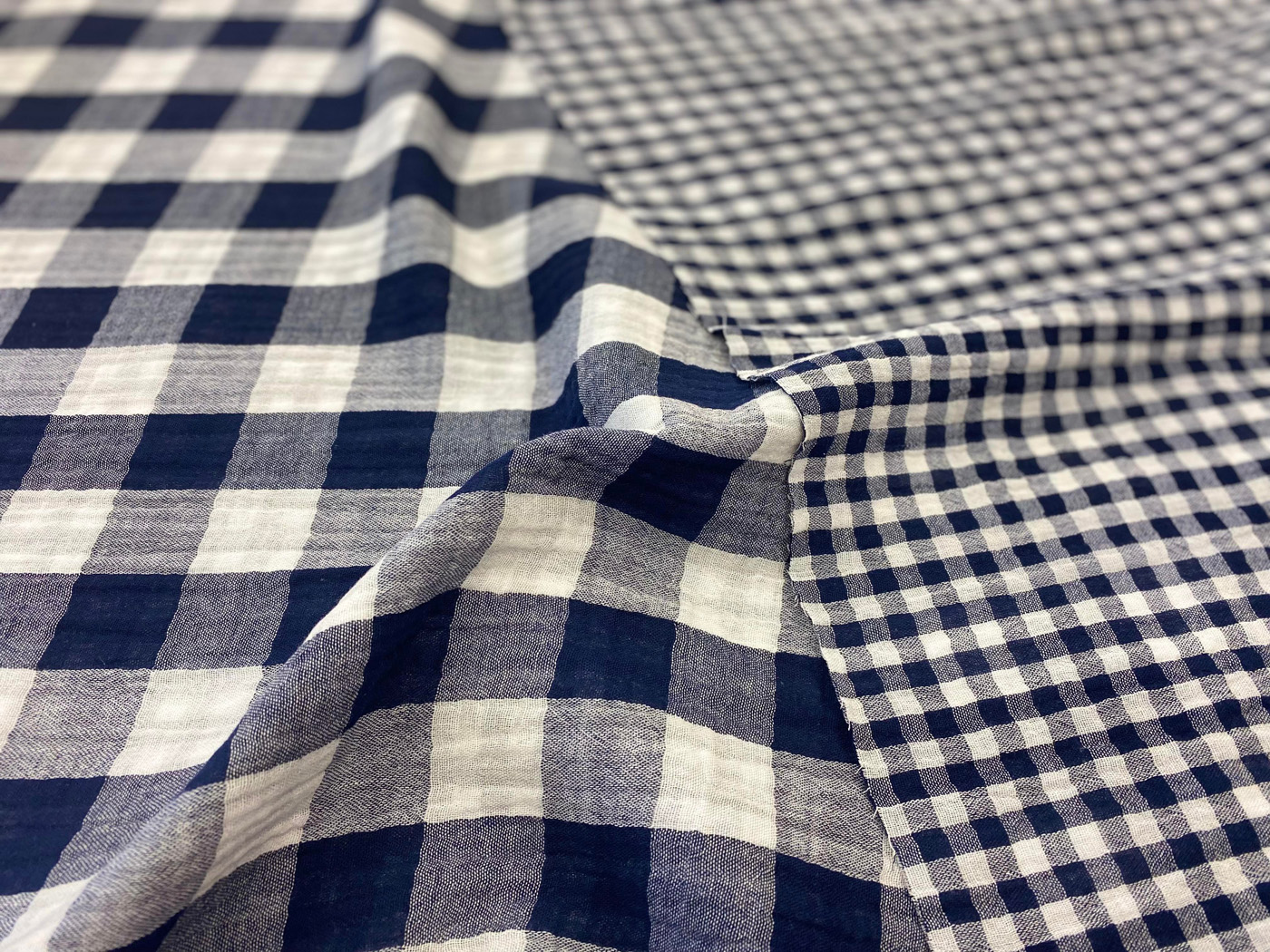 DOUBLE SIDED DOUBLE GAUZE GINGHAM CHECK NAVY