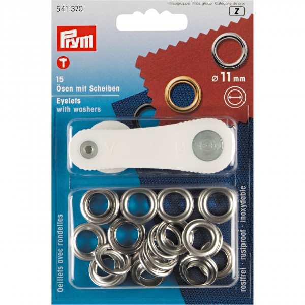Prym Eyelets and washers, 11.0mm, silver-coloured