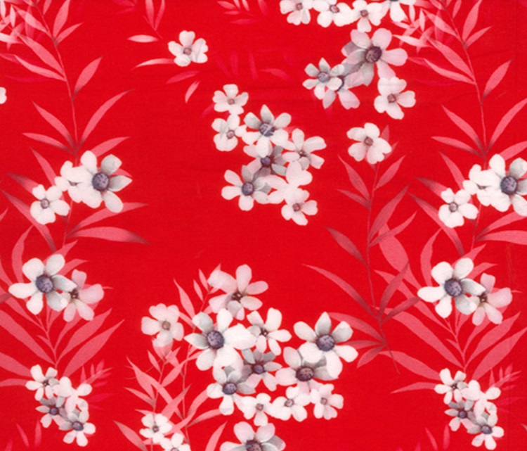 Cotton Lawn Digital Prints Blooms On Red