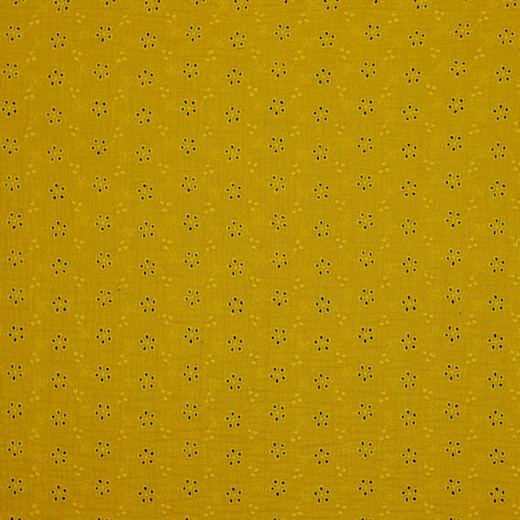 DOUBLE GAUZE BRODERIE ANGLAISE EMBROIDERY - DARK YELLOW