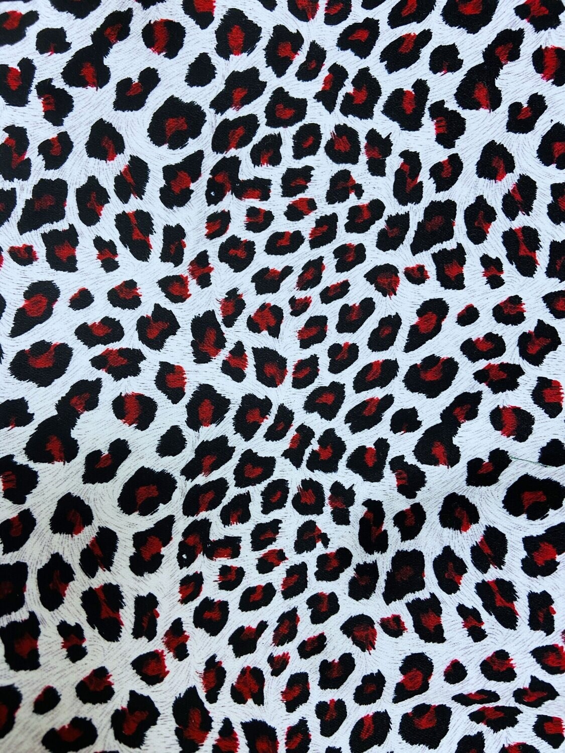 Cotton Sateen Stretch Animal Print Red