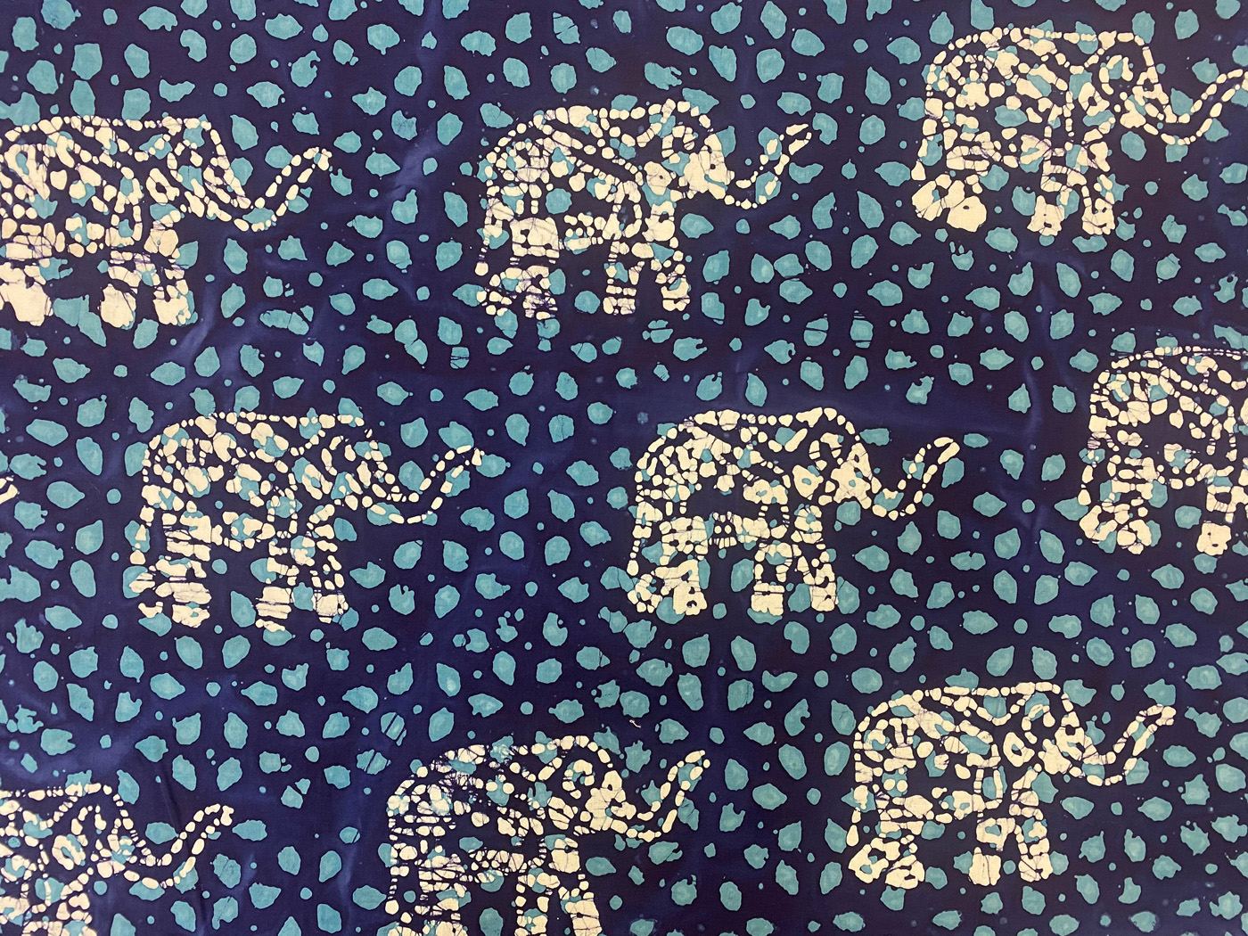 John Louden 50's Cotton Hand Printed Batik Fabric Elephants
